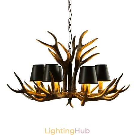 6 Light Black Rustic Artistic Retro Antler Antique Chandelier with Shades 6 Light Black Rustic Artistic Retro Antler Antique Chandelier with Shades