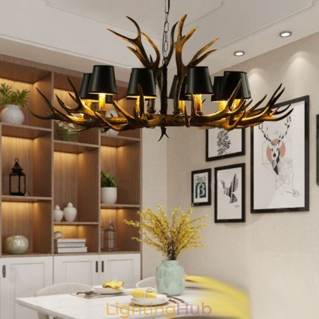 Retro Antler Antique Chandelier with Shades Retro Antler Antique Chandelier with Shades