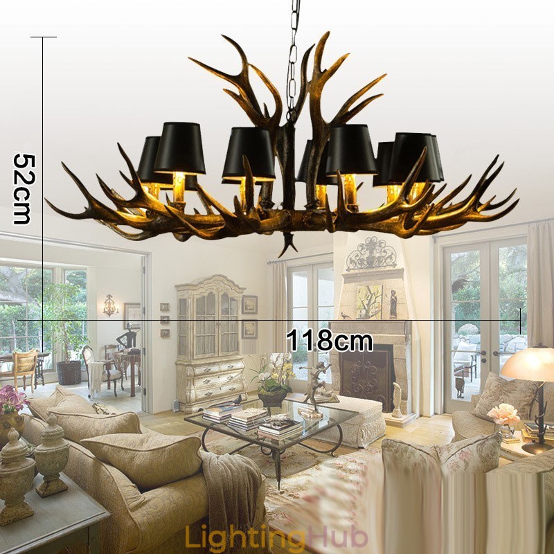 Retro Antler Antique Chandelier with Shades