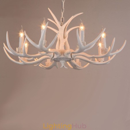 8 Light White Rustic Artistic Retro Antler Antique Chandelier 8 Light White Rustic Artistic Retro Antler Antique Chandelier