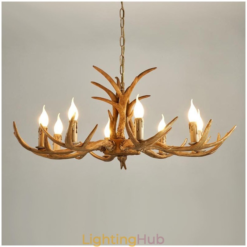 8 Light Rustic Artistic Retro Antler Antique Chandelier