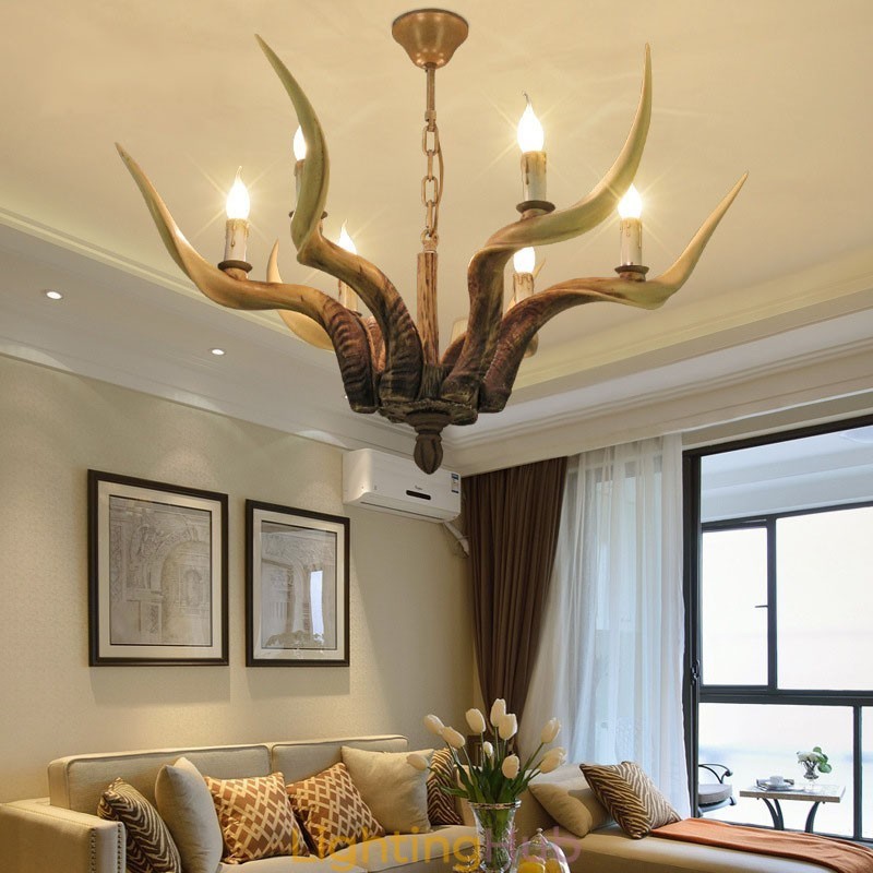 6 Light Rustic Artistic Retro Antler Antique Chandelier