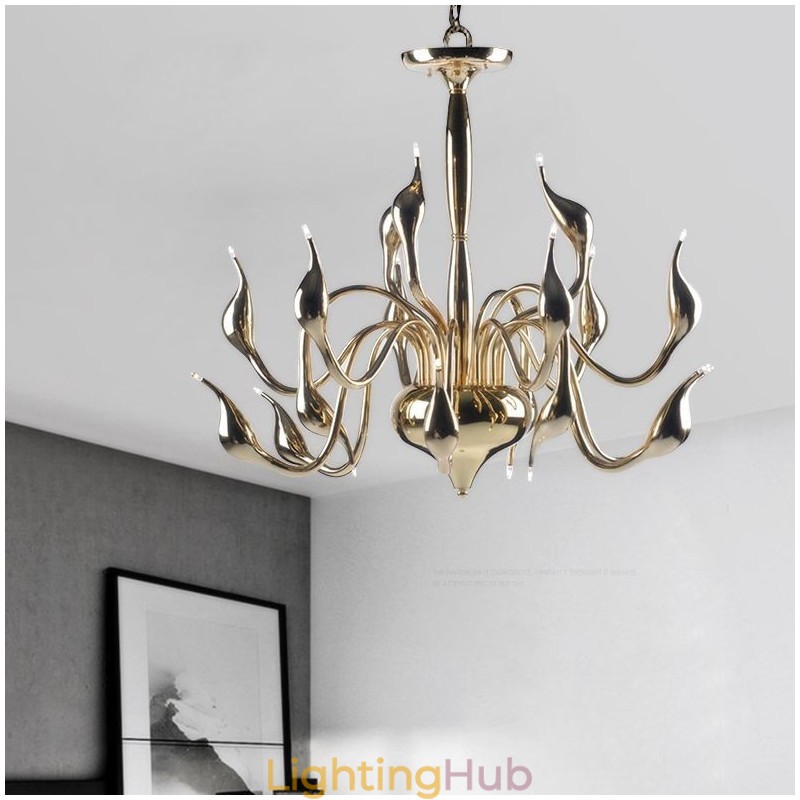 15 Light Gold Modern Contemporary Electroplated Metal Chandelier