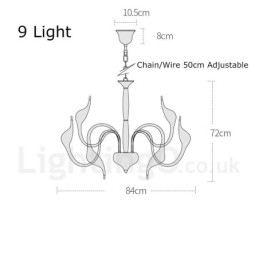 9 Light Modern Contemporary Electroplated Metal Chandelier