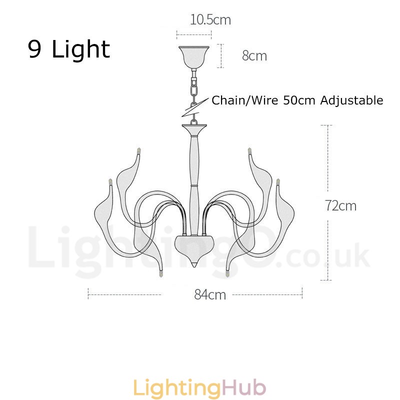 9 Light Modern Contemporary Electroplated Metal Chandelier