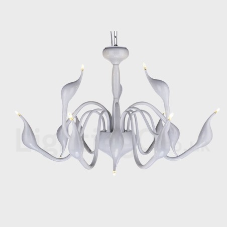 12 Light Modern Swan White Metal Chandelier Pendant Light 12 Light Modern Swan White Metal Chandelier Pendant Light