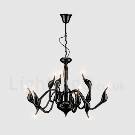 12 Light Modern Swan Black Metal Chandelier Pendant Light 12 Light Modern Swan Black Metal Chandelier Pendant Light