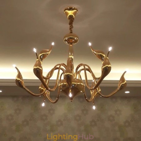 12 Light Modern Swan Gold Metal Chandelier Pendant Light 12 Light Modern Swan Gold Metal Chandelier Pendant Light