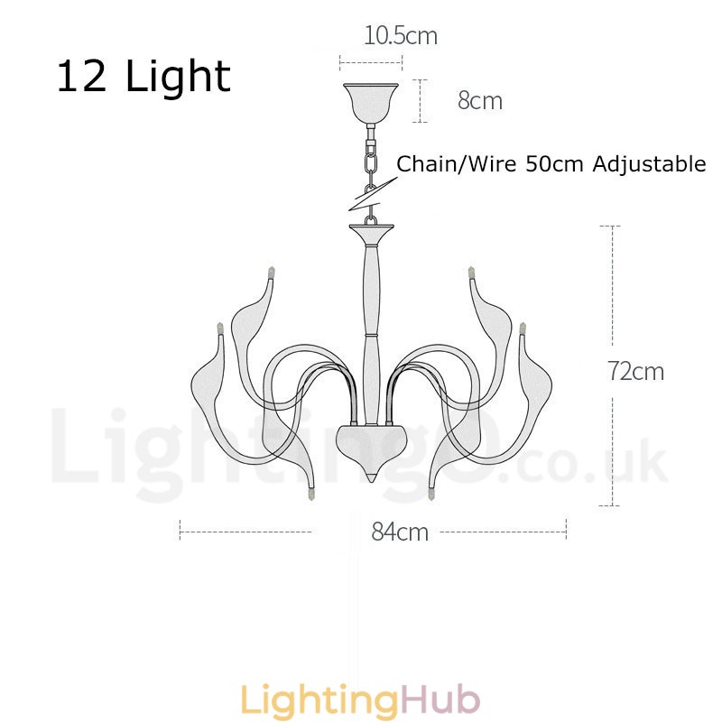 12 Light Modern Swan Gold Metal Chandelier Pendant Light