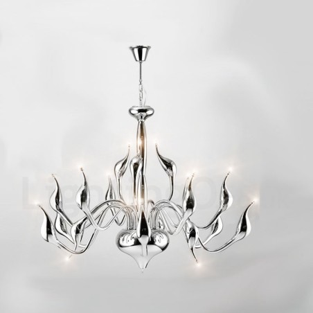 18 Lights Stainless Post Modern Swan Chandelier Light G4 Chrome Finished 18 Lights Stainless Post Modern Swan Chandelier Light G4 Chrome Finished