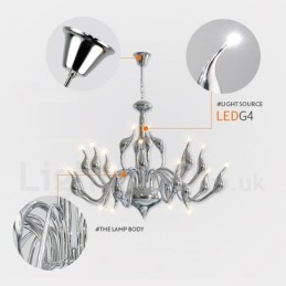 18 Lights Stainless Post Modern Swan Chandelier Light G4 Chrome Finished