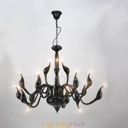 18 Lights Stainless Post Modern Swan Chandelier Light G4 Black Finished 18 Lights Stainless Post Modern Swan Chandelier Light G4 Black Finished