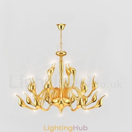24 Lights Modern Swan Chandelier Light G4 Gold Plating