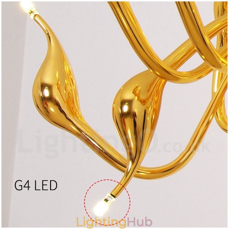 24 Lights Modern Swan Chandelier Light G4 Gold Plating