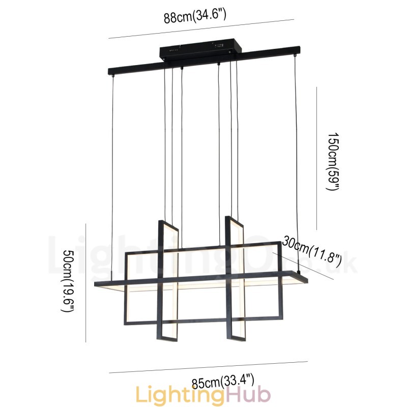 Dimmable Pendant Light Modern Design Four Rectangles