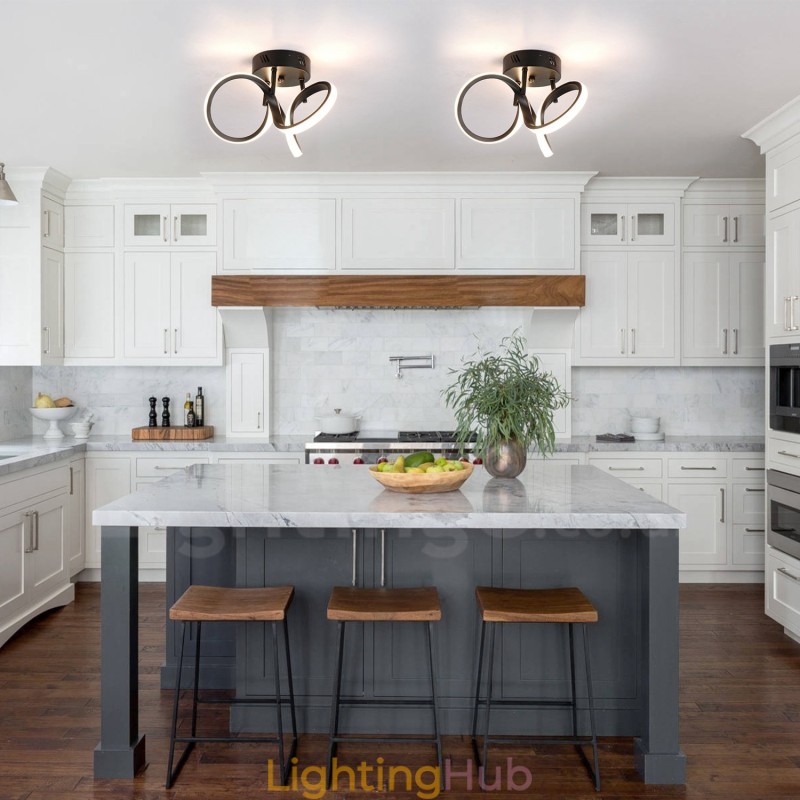 Triac Switch Dimmable Black Modern Contemporary Nordic Style Flush Mount Round Ceiling Light