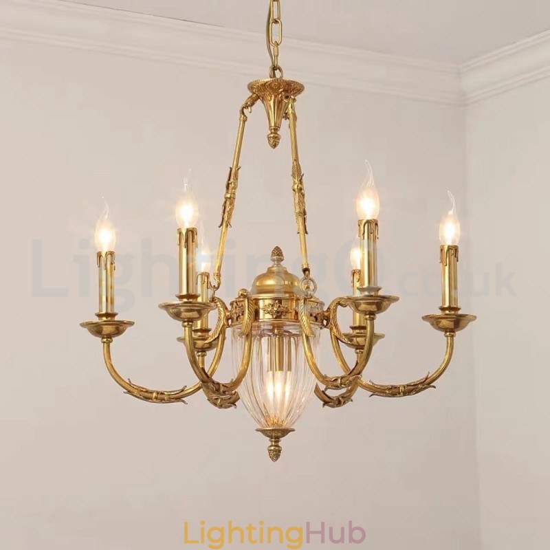 Luxury French All Copper Crystal Chandelier Lamp Dining luminaire Chandelier