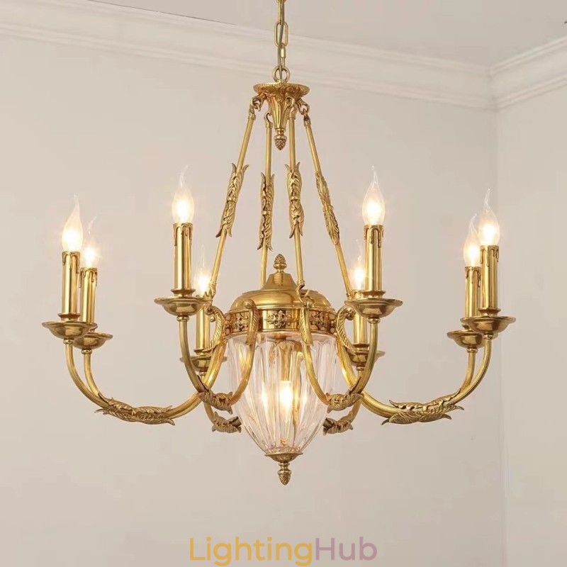 Luxury French All Copper Crystal Chandelier Lamp Dining luminaire Chandelier