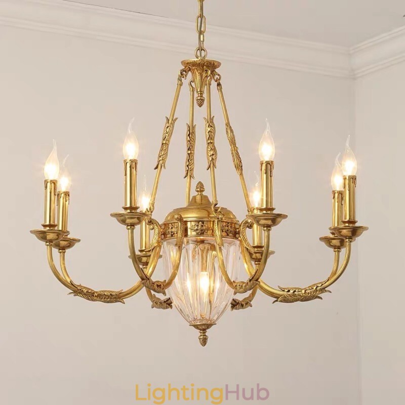 Luxury French All Copper Crystal Chandelier Lamp Dining luminaire Chandelier