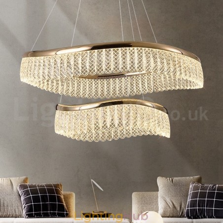 Square Crystal Pendant Light 1 2 Rings K9 Crystal Indoor Ceiling Luminaire Square Crystal Pendant Light 1 2 Rings K9 Crystal Indoor Ceiling Luminaire