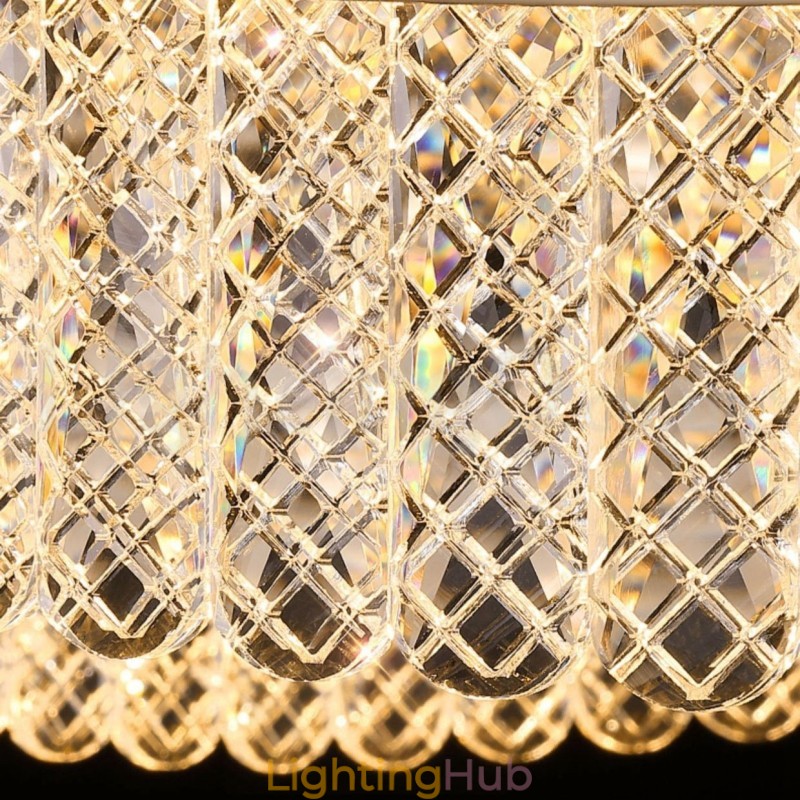 Square Crystal Pendant Light 1 2 Rings K9 Crystal Indoor Ceiling Luminaire