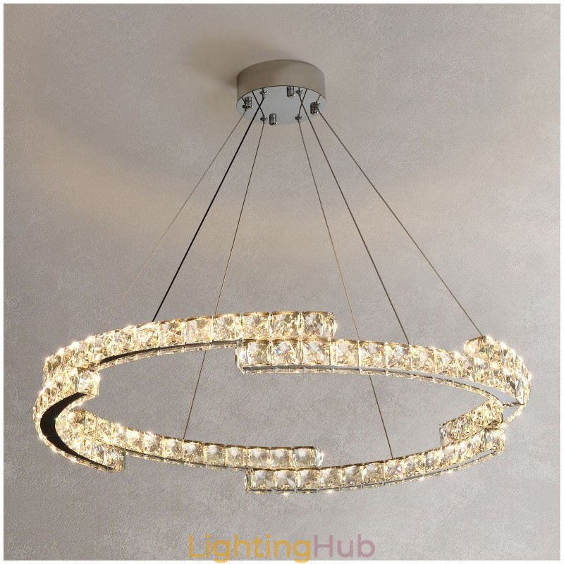 Round Crystal Pendant Light Luxury K9 Crystal Indoor Ceiling Luminaire
