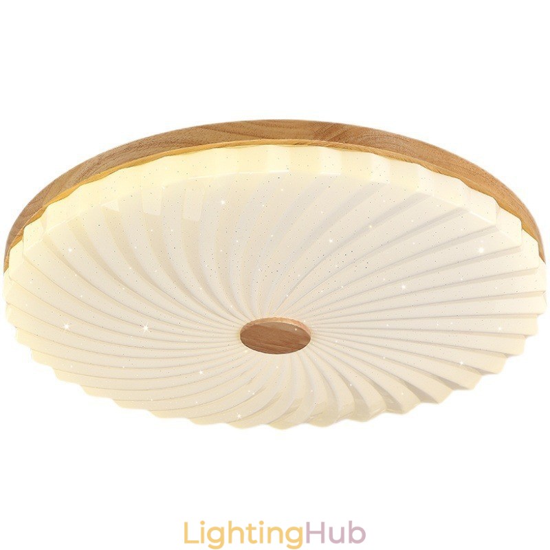 Nordic Round Simple Modern Solid Wood Flush Mounted Ceiling Light