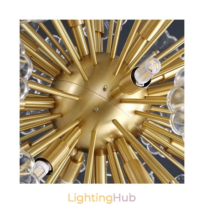 Nordic Spherical Brass Dandelion Crystal Pendant Light
