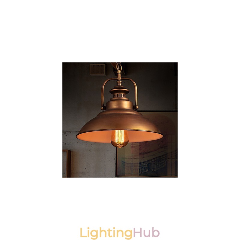 Retro Pendant Light with Metal Umbrella Shade in Old Factory Style