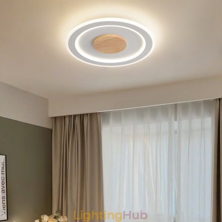 Round Wood Modern Flush Mount Ceiling Light Indoor Lighting Fixture Round Wood Modern Flush Mount Ceiling Light Indoor Lighting Fixture