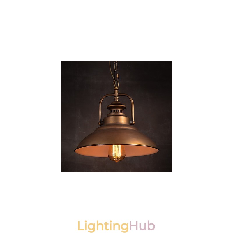 Retro Pendant Light with Metal Umbrella Shade in Old Factory Style