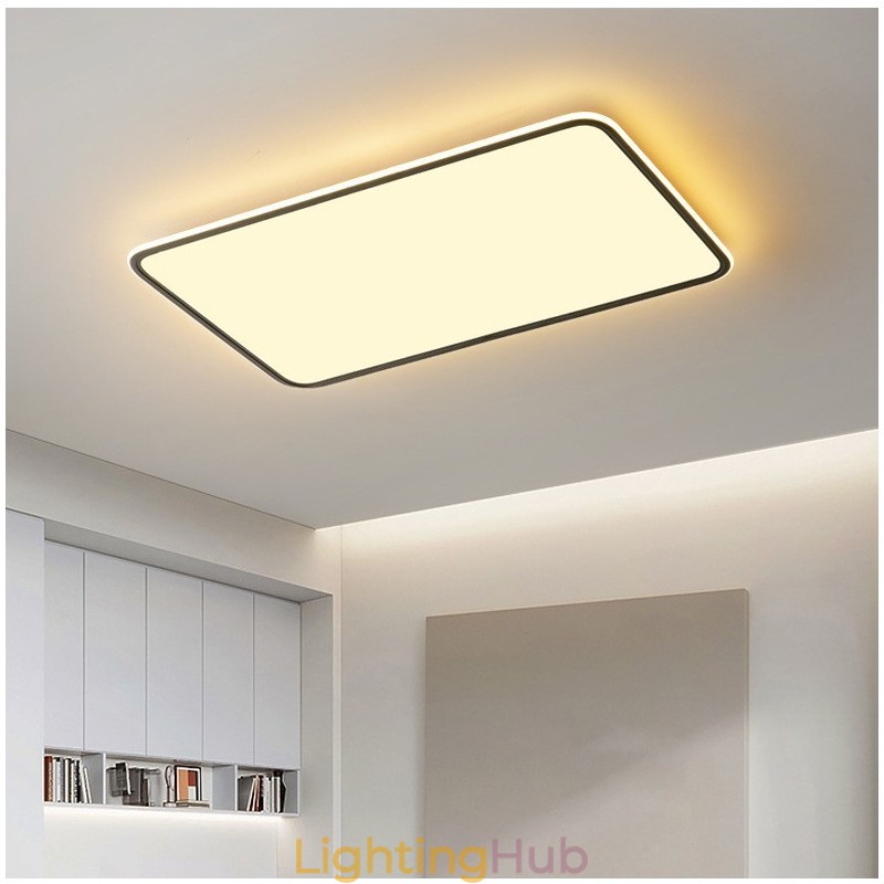Modern Large Size Dimmable Rectangle Flush Mount Ceiling Light Indoor Lighting Fixture
