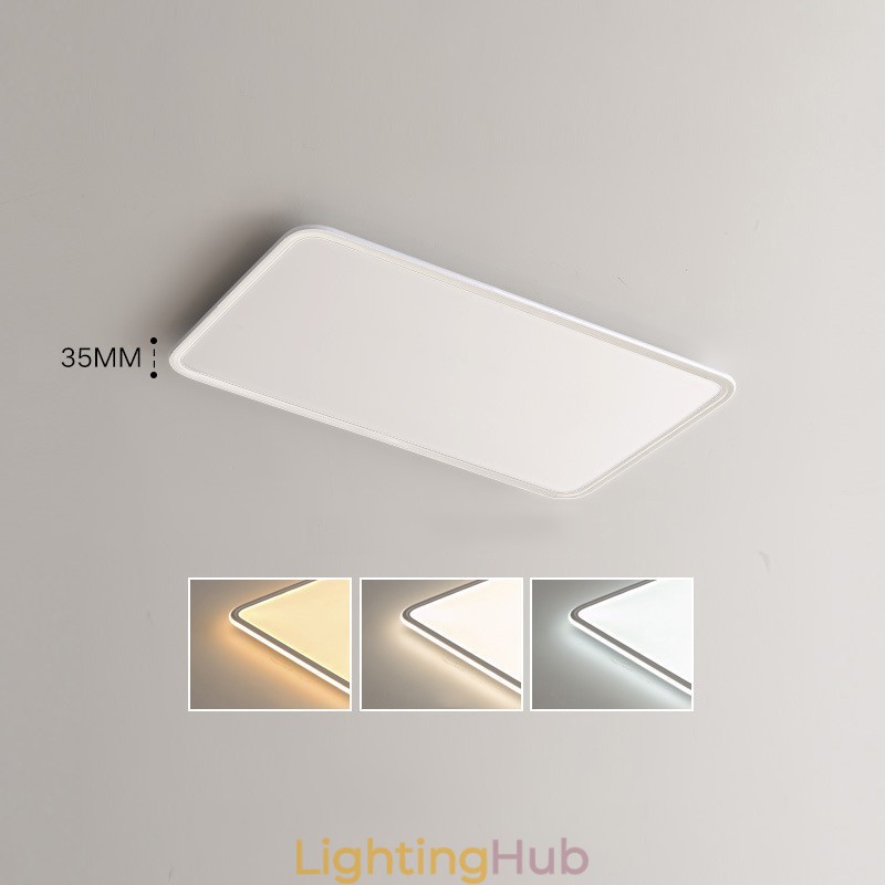 Modern Large Size Dimmable Rectangle Flush Mount Ceiling Light Indoor Lighting Fixture