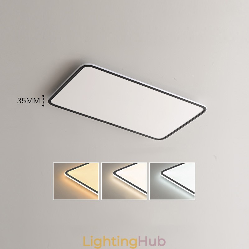 Modern Large Size Dimmable Rectangle Flush Mount Ceiling Light Indoor Lighting Fixture