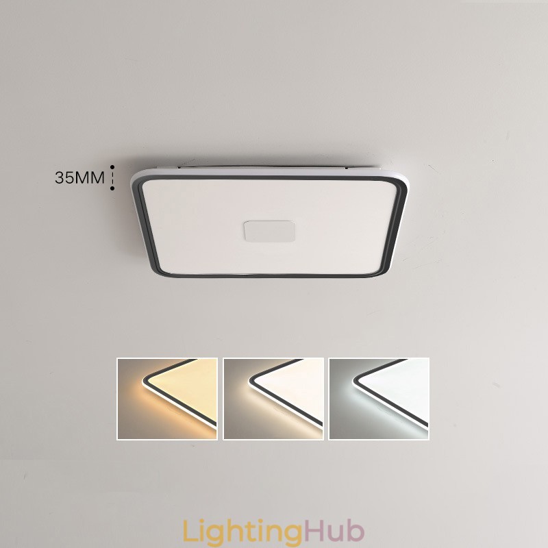 Modern Dimmable Square Flush Mount Ceiling Light Full Spectrum Eye Protection