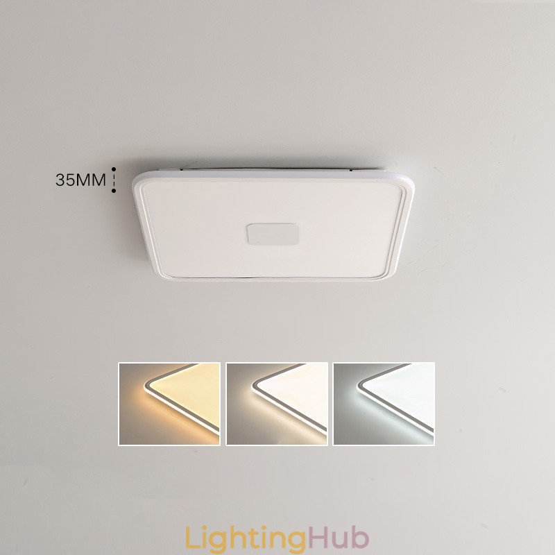 Modern Dimmable Square Flush Mount Ceiling Light Full Spectrum Eye Protection