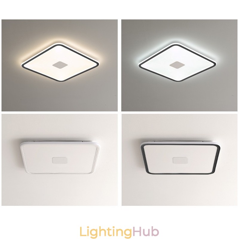 Modern Dimmable Square Flush Mount Ceiling Light Full Spectrum Eye Protection