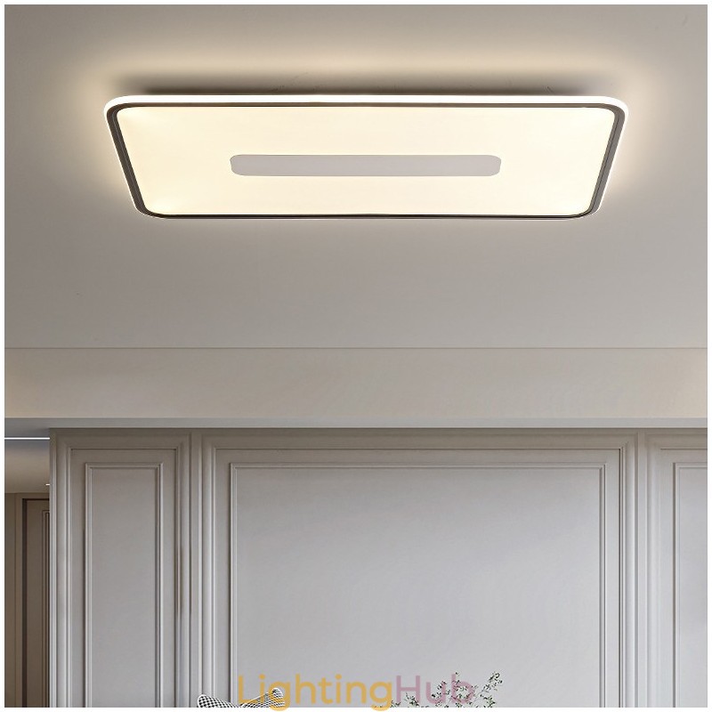 Modern Large Size Dimmable Rectangle Flush Mount Ceiling Light Full Spectrum Eye Protection