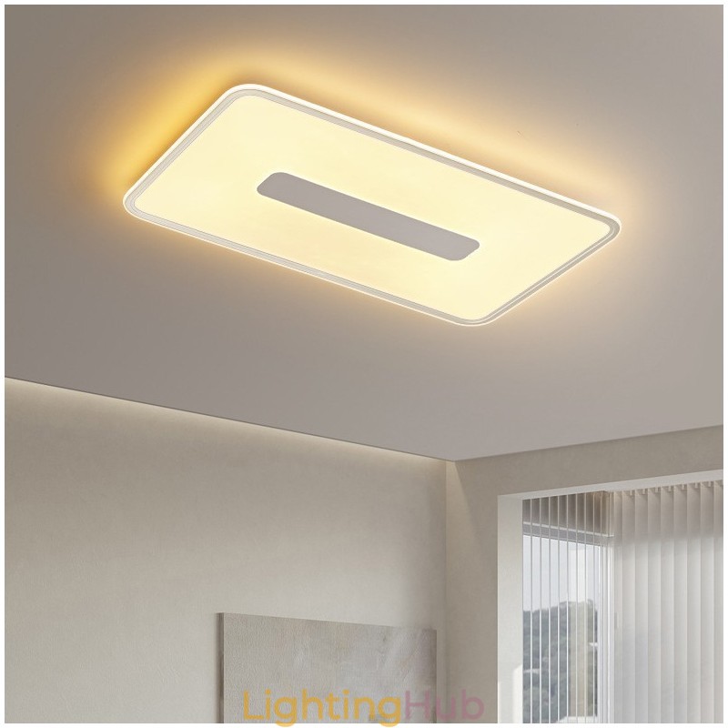 Modern Large Size Dimmable Rectangle Flush Mount Ceiling Light Full Spectrum Eye Protection