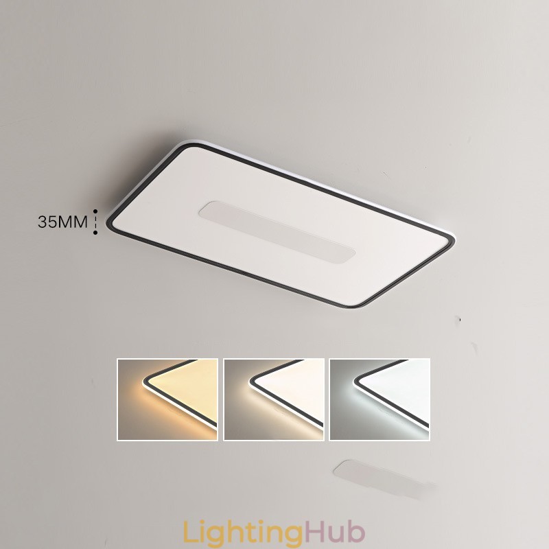 Modern Large Size Dimmable Rectangle Flush Mount Ceiling Light Full Spectrum Eye Protection