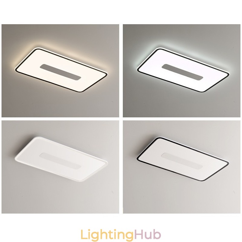 Modern Large Size Dimmable Rectangle Flush Mount Ceiling Light Full Spectrum Eye Protection