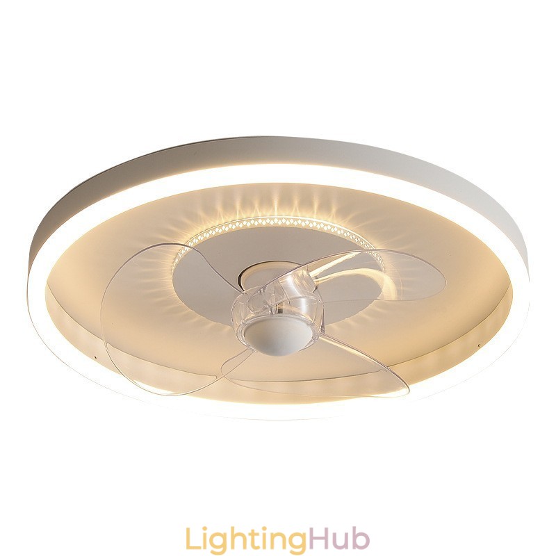 Modern Round Ultra thin Silent Invisible Full Spectrum Eye Protection Dimmable Flush Mounted Fan Light