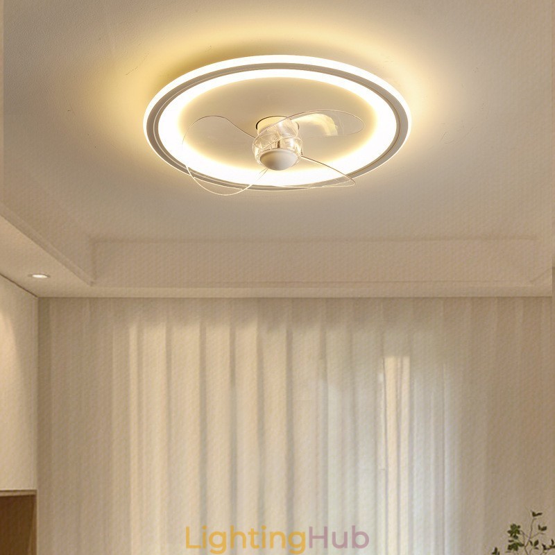 Nordic Round Ultra thin Silent Invisible Dimmable Flush Mounted Fan Light Full Spectrum Eye Protection
