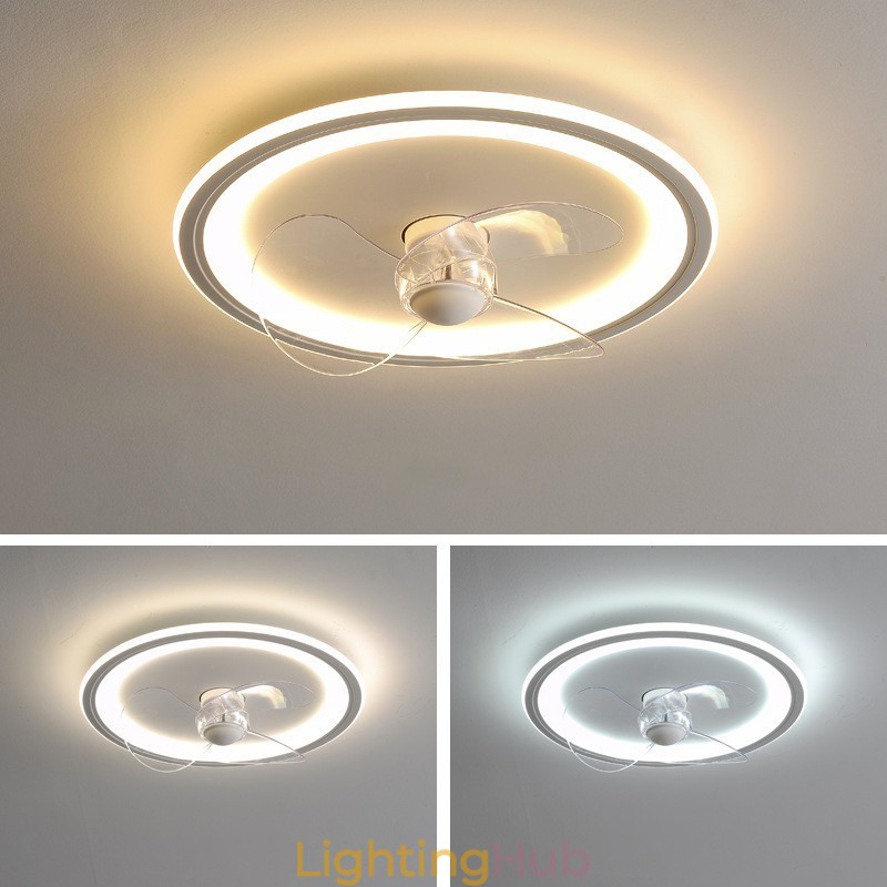 Nordic Round Ultra thin Silent Invisible Dimmable Flush Mounted Fan Light Full Spectrum Eye Protection