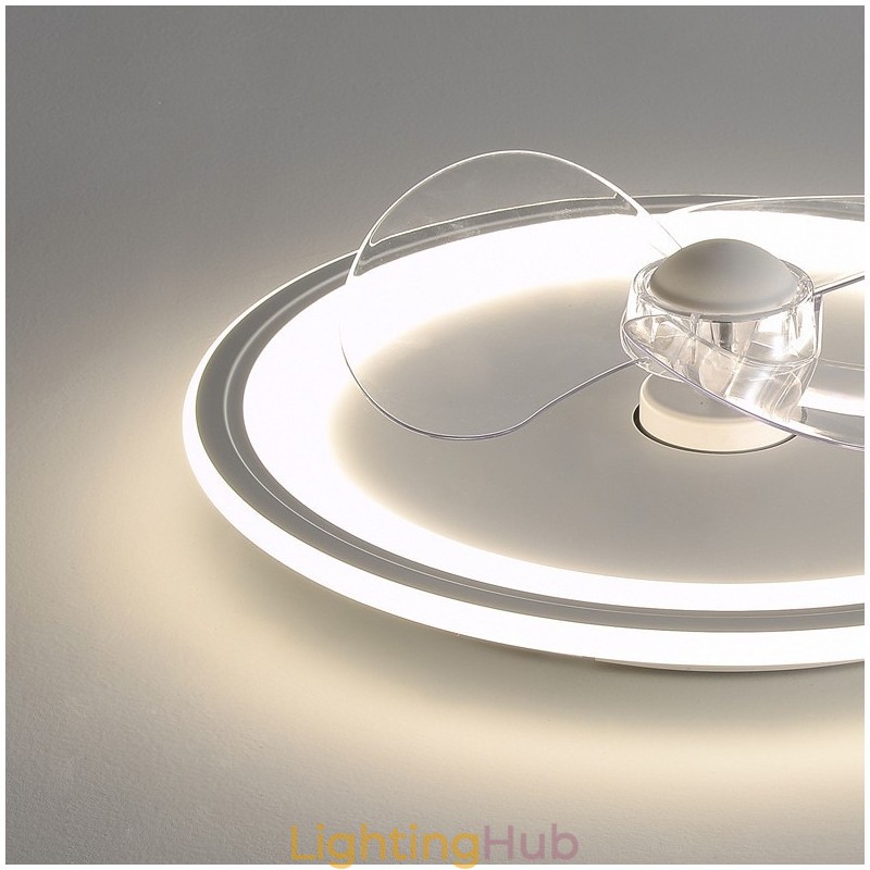 Nordic Round Ultra thin Silent Invisible Dimmable Flush Mounted Fan Light Full Spectrum Eye Protection