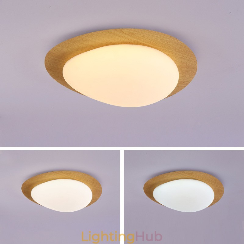 Dimmable Full Spectrum Eye Protection Nordic Log Grain Pebble Ceiling Light