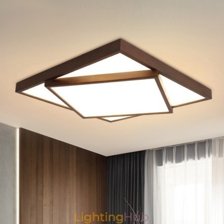 Two Tiers Square Black Walnut Wood Modern Contemporary Nordic Style Flush Mount Wood Ceiling Light Also Can Be Used As Wall Light Two Tiers Square Black Walnut Wood Modern Contemporary Nordic Style Flush Mount Wood Ceiling Light Also Can Be Used As Wall Light
