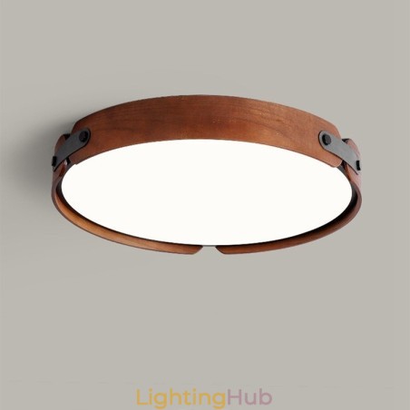 Nordic Round Simple Black Walnut Wood Flush Mounted Ceiling Light Nordic Round Simple Black Walnut Wood Flush Mounted Ceiling Light