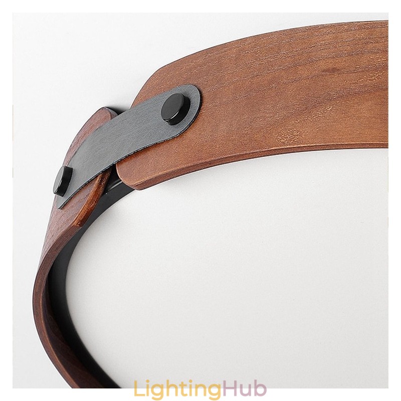 Nordic Round Simple Black Walnut Wood Flush Mounted Ceiling Light
