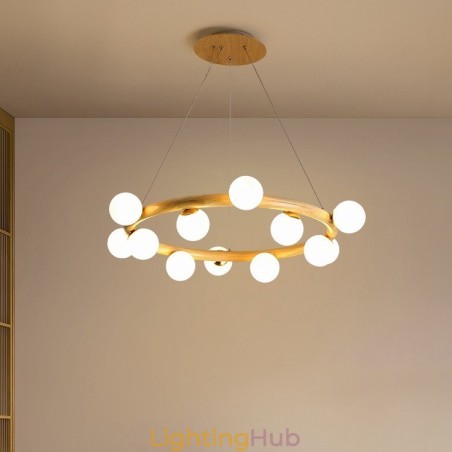 Nordic Ring Simple Modern Wood Pendant Chandelier with Bean Shades Nordic Ring Simple Modern Wood Pendant Chandelier with Bean Shades
